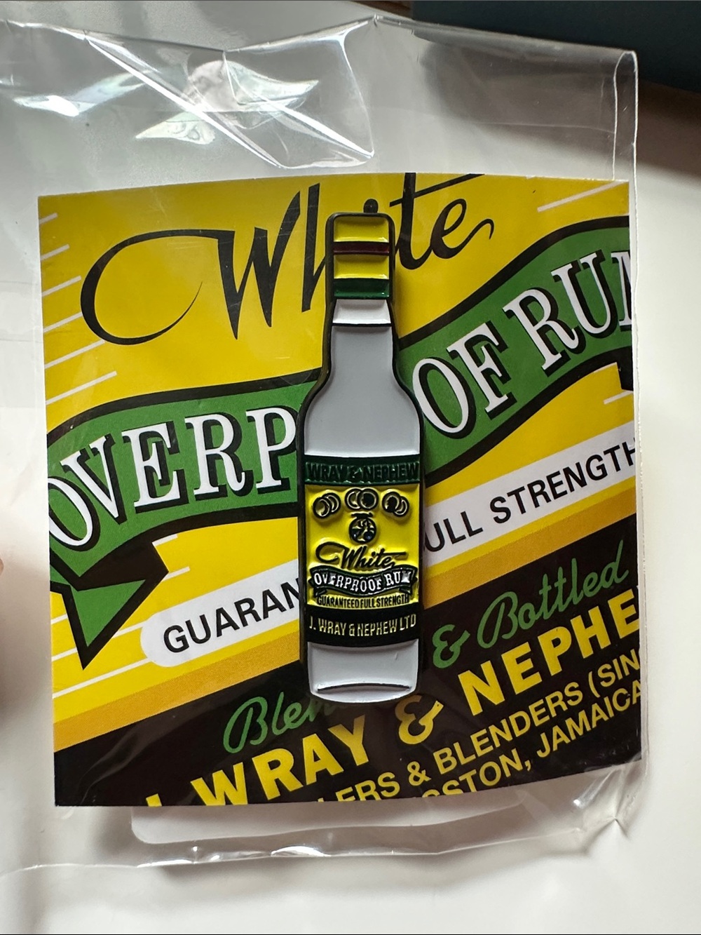 Wray & Nephew White Overproof Rum Bottle Enamel Pin - Yellow/Green/Black
